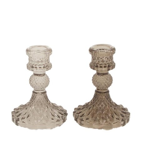 Dijk Natural Collections Bougeoir verre Ø8x10,4cm gris