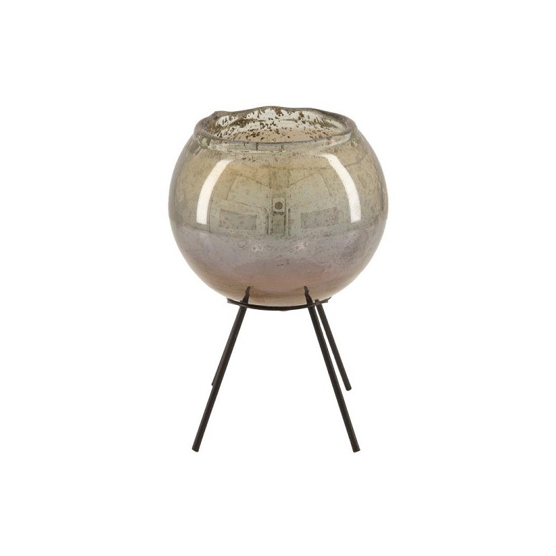 Dijk Natural Collections Theelichthouder glas 10x10x16cm grijs