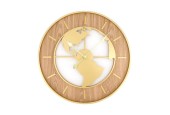 Dijk Natural Collections Horloge métal/bois Ø60x4cm or avec carte du monde