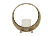 Dijk Natural Collections Kandelaar rond metaal met glas 27,5x14,5x28cm goud