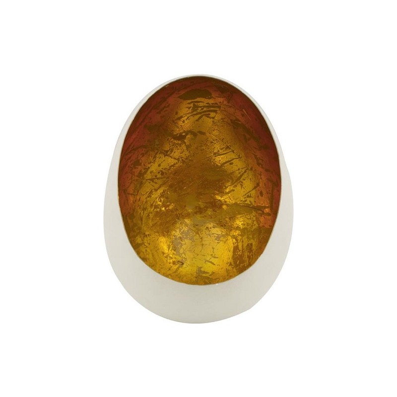 Dijk Natural Collections Theelichthouder-eggcandle metaal 10x11x15cm wit/goud