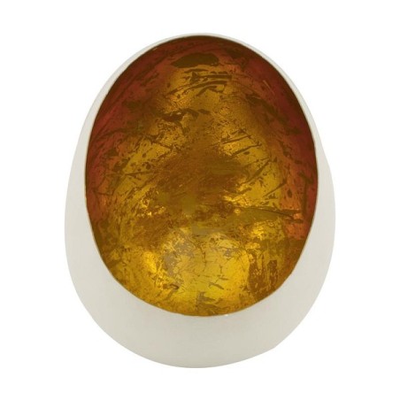 Dijk Natural Collections Photophore-bougie oeuf métal 13x15x20cm blanc/or