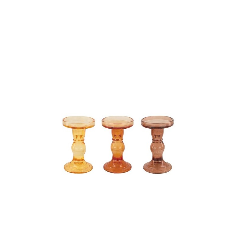 Dijk Natural Collections Bougeoir en verre Ø8,5x14cm tons marron adapté pour bougie bloc