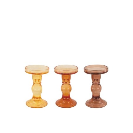 Dijk Natural Collections Kandelaar glas Ø8,5x14cm bruintinten geschikt voor stompkaars