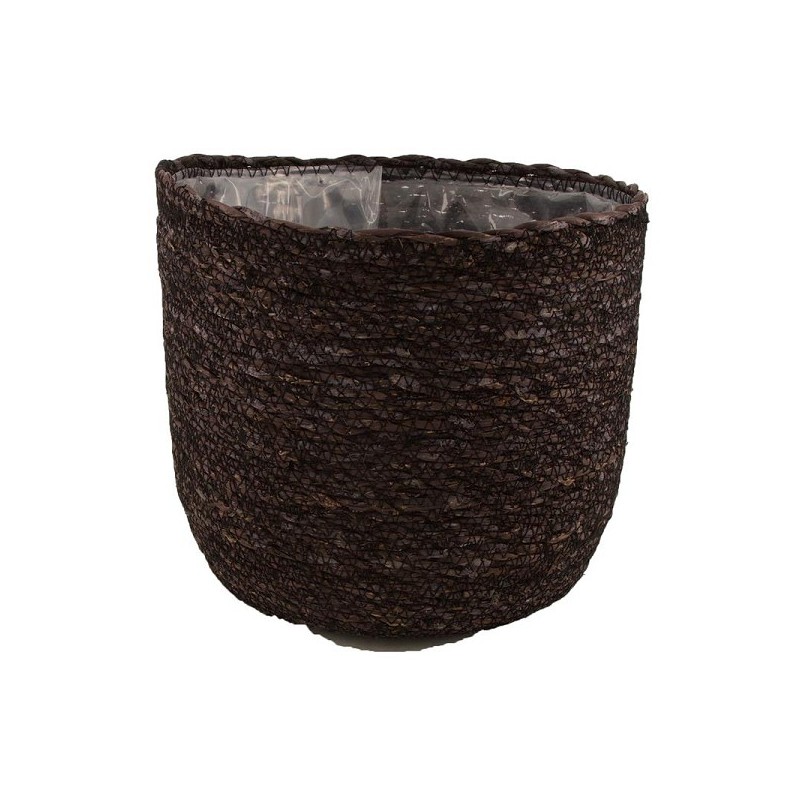 Dijk Natural Collections Mand zeegras met plastic inleg  Ø22x20cm zwart