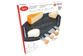 Alpina Set de planches à fromage 5 pièces, planche en ardoise Ø30cm avec 4 couteaux à fromage