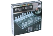 Jeu d'échecs en verre 33 pièces 25x25cm