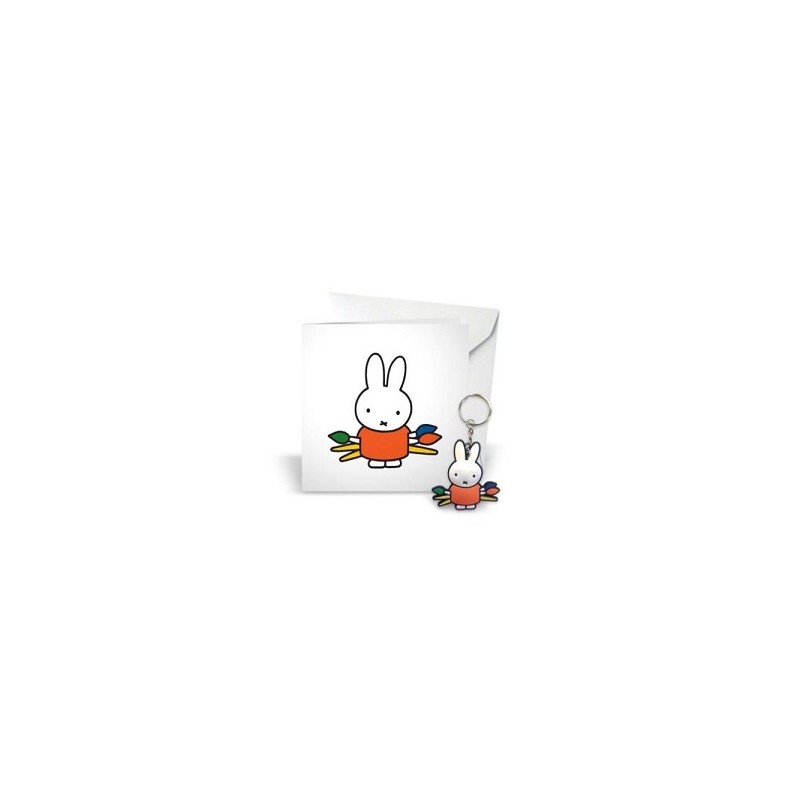 Nijntje artiest Giftcard 10x10cm met rubber sleutelhanger