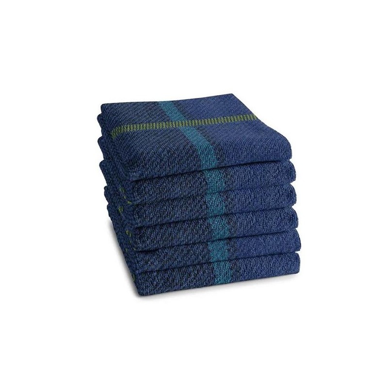 DDDDD Torchon de cuisine Madras 50x55cm bleu par 6 pièces