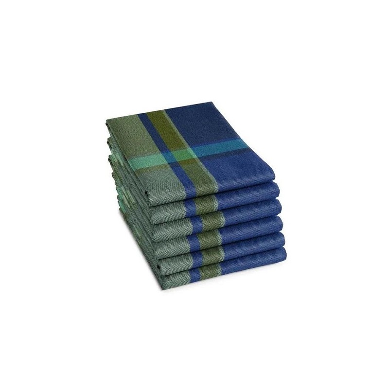 DDDDD Torchon Madras 60x65cm bleu par 6 pièces