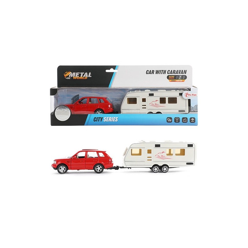 Toi Toys Auto pull back met caravan 1:48