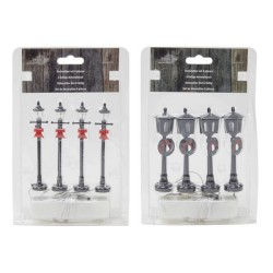 Ensemble de lanternes pour village de Noël 4 pièces 10 cm chauffées (sans pile 2xAA)