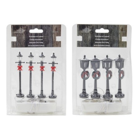 Ensemble de lanternes pour village de Noël 4 pièces 10 cm chauffées (sans pile 2xAA)