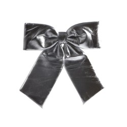 Décoration à suspendre Noeud de Noël 28x28cm argent