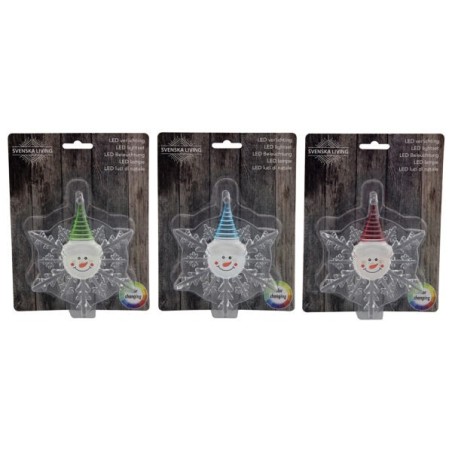 Flocon de neige LED avec bonhomme de neige avec ventouse et éclairage LED à changement de couleur