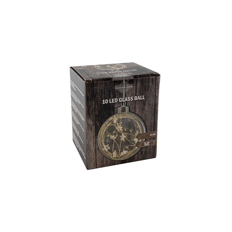 Glasbal 10cm draad ster 10LED 2xAA batterij ( exclusief )