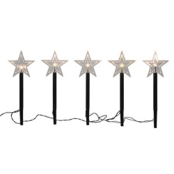 Jeu de prises de jardin 5 pièces étoile LED fonctionne sur pile ip44 3 piles AA (exclusives) avec minuterie