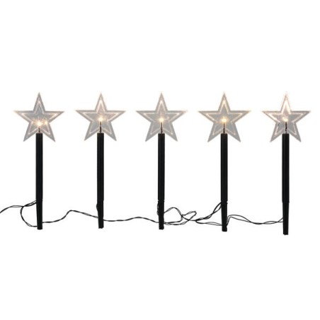 Jeu de prises de jardin 5 pièces étoile LED fonctionne sur pile ip44 3 piles AA (exclusives) avec minuterie