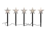 Jeu de prises de jardin 5 pièces étoile LED fonctionne sur pile ip44 3 piles AA (exclusives) avec minuterie