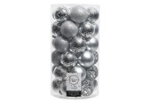 Set de boules de Noël Decoris Ø 6 cm tube de 37 pièces design assorti argent