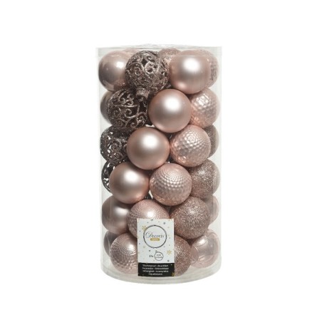 Set de boules de Noël Decoris tube Ø 6 cm a 37 pièces design assorti rose poudré