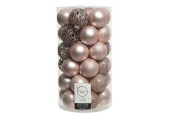 Set de boules de Noël Decoris tube Ø 6 cm a 37 pièces design assorti rose poudré