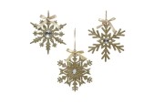 Decoris Kerst Ornament sneeuwvlok 15cm champagne