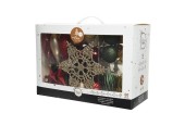 Decoris Onbreekbaar Kerstballenset 59 assorti ballen met 1 piek pine green/ossenbloed/lichtgouden/parel
