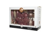 Decoris onbreekbaar Kerstballenset 59 assorti ballen met 1 piek. Velvet pink/blush/pink/parel