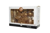 Decoris onbreekbaar Kerstballenset 59 assorti ballen met 1 piek licht goud/parel/butterscotch