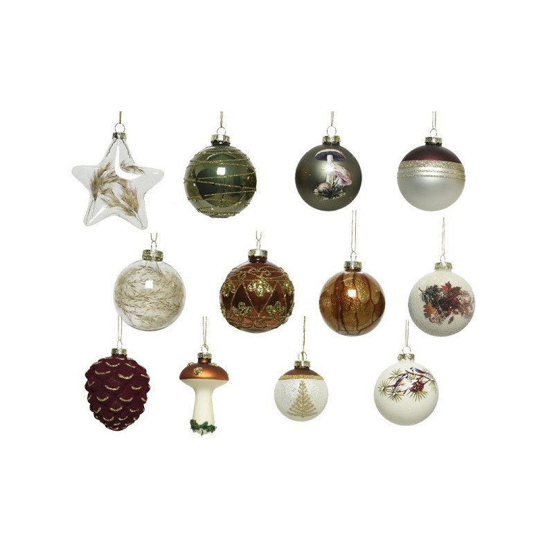 Decoris Luxe kerstballen mix glas assorti van natuur tinten