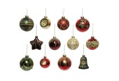 Boules de Noël de luxe Decoris en verre mélangé, couleurs de Noël assorties