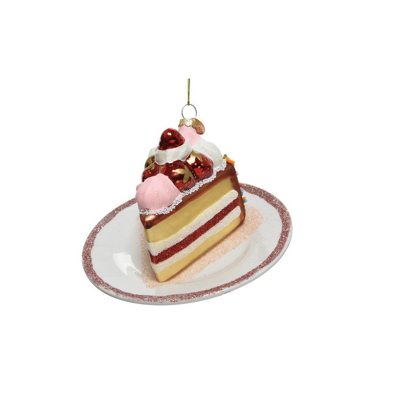 Decoris Décoration de Noël Gâteau 12,5x8,2cm rose