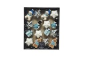 Decoris Kerstballenmix van glas 16 assorti ornamenten wit/zilver/blauw/bruin