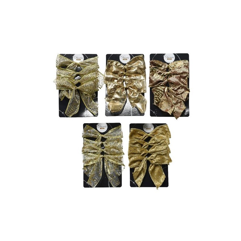Decoris Décoration de sapin de Noël Noeud 10 cm en 5 motifs assortis