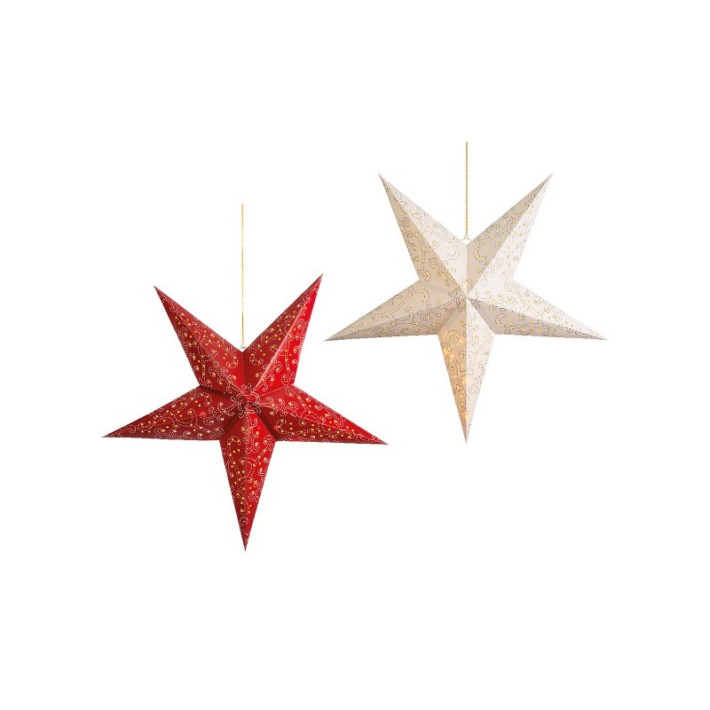 Étoile de Noël Lumineo 60cm avec 20 lampes LED fonctionne sur pile 2 assortis rouge ou blanc