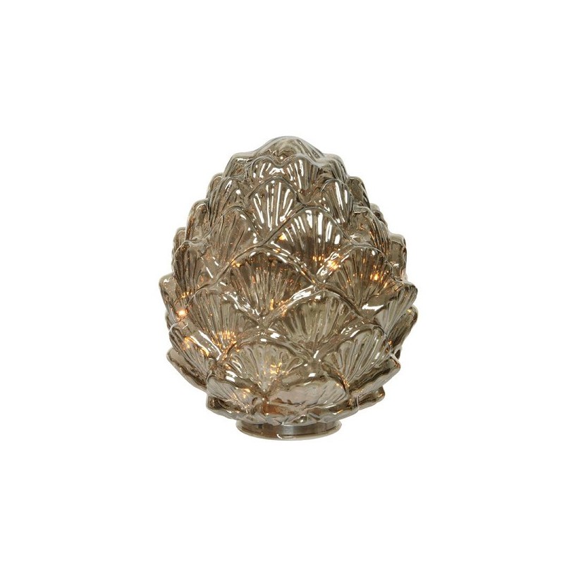 Lumineo LED Pinecone verre avec 15 lampes micro LED Ø17x19cm fonctionne sur batterie avec minuterie