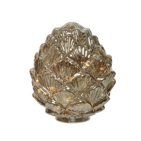 Lumineo LED Pinecone verre avec 15 lampes micro LED Ø17x19cm fonctionne sur batterie avec minuterie