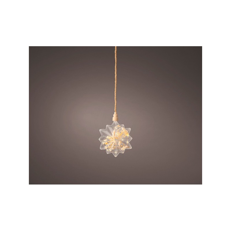 Verre Lumineo LED Star avec 15 lampes micro LED Ø19x25cm fonctionne sur batterie avec minuterie