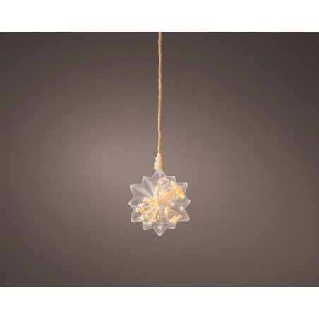 Verre Lumineo LED Star avec 15 lampes micro LED Ø19x25cm fonctionne sur batterie avec minuterie