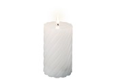 Lumineo LED Bougie tourbillon blanche avec effet flamme -avec flamme vacillante- Ø7,5x15cm fonctionne sur pile avec minuterie
