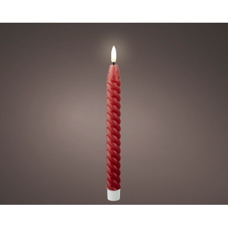 Lumineo LED dinerkaarsset swirl velours roze wit met vlam effect --met flikkerende vlam- Ø2x24,5cm werkt op batterij met timer