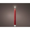 Lumineo LED dinerkaarsset swirl velours roze wit met vlam effect --met flikkerende vlam- Ø2x24,5cm werkt op batterij met timer