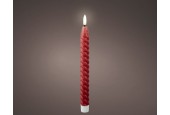 Lumineo LED dinerkaarsset swirl velours roze wit met vlam effect --met flikkerende vlam- Ø2x24,5cm werkt op batterij met timer