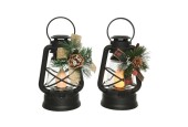 Lanterne LED Lumineo avec décoration de Noël 12x14x22cm fonctionne sur batterie avec minuterie