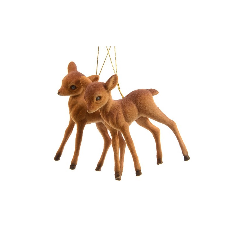 Decoris décoration de Noël renne 3x6,5x7,5cm plastique marron 2 pièces