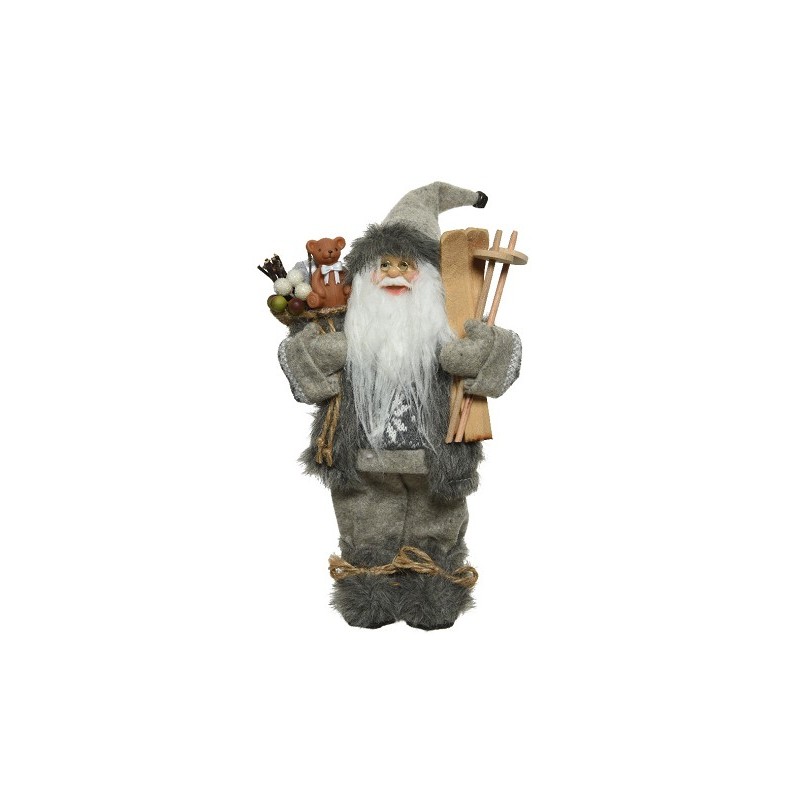 Decoris Père Noël polyester gris 30x17x45cm