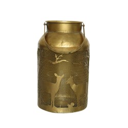 Decoris Lanterne en fer Ø16c26,5cm avec motif cerf