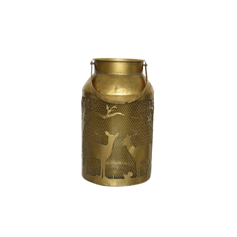 Decoris Lantaarn ijzer Ø16c26,5cm met hert patroon