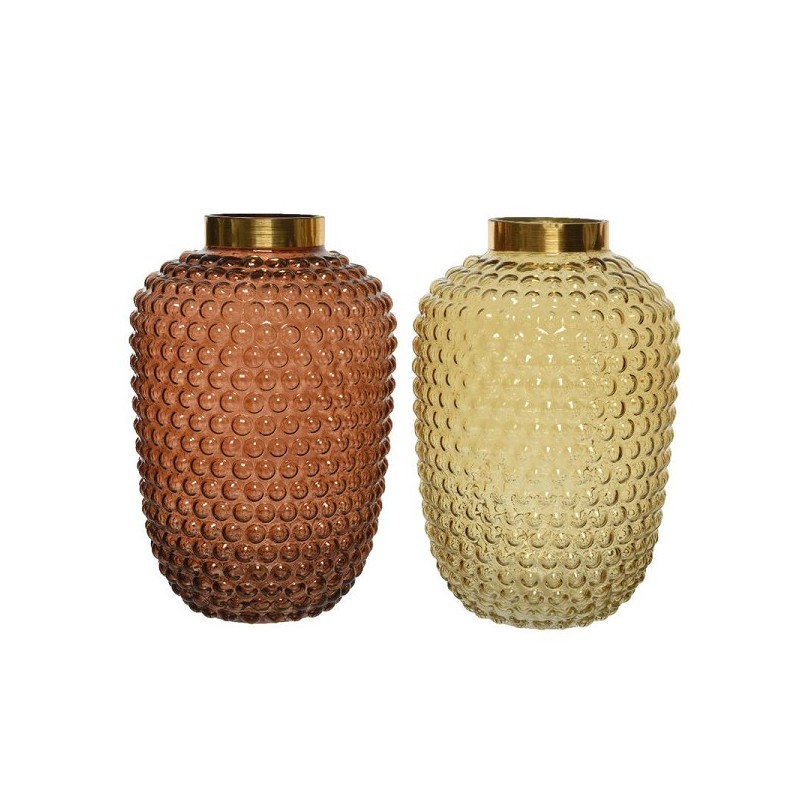 Decoris Vaas Ø20x30cm glas 2 assorti kleuren Amber of Goudkleur